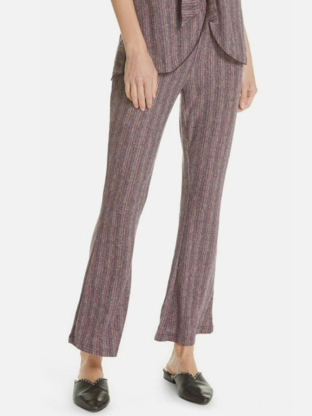 Free People Purple Striped Knit Flare Pants Size Medium